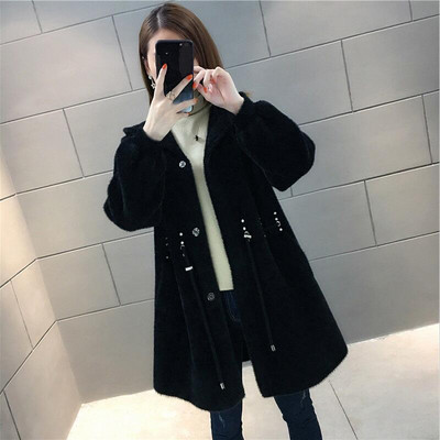 Vunena jakna Ženski kaputi Novo 2023. Vuneni kaput Ženska odjeća Duge, uske, debele tople jakne s kapuljačom Ženske parke crne mode