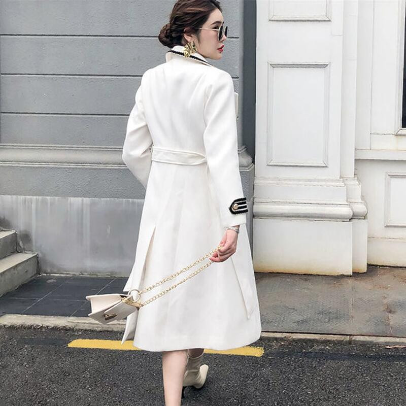 Jauna ziemas vilnas jaka sievietēm 2023. gada rudens vilnas mētelis sieviešu apģērbi gari, tievi biezi silti mēteļi sieviešu jakas virsdrēbes melns