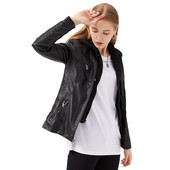 Ikdienas sieviešu ādas jaka ar kapuci divdaļīgs komplekts ar noņemamu lielu ādas jaku sieviešu pavasara un rudens PU mazgāšanai