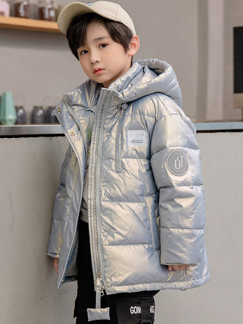 Есенно зимно яке за момчета Топли памучно уплътнено детско яке Едноцветно детско облекло с цип XMP552