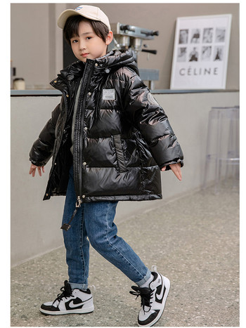 Есенно зимно яке за момчета Топли памучно уплътнено детско яке Едноцветно детско облекло с цип XMP552