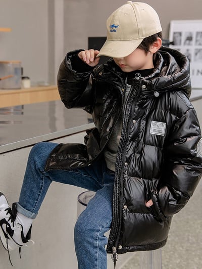 Őszi téli fiúkabát melegen tartás pamut vastag gyerekkabát egyszínű cipzáras gyerekruházat XMP552