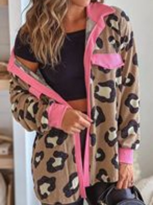 2023, toamnă și iarnă, jachetă de damă, model de leopard, piele de căprioară, model de leopard, blană, o singură bucată, haină asortată de culori pentru femei