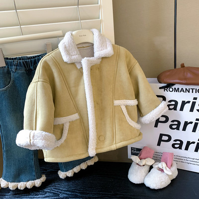 Paltoane groase, calde, din vată de miel, pentru copii, fete, stil coreean, toamnă, iarnă, haine pentru copii, jachete din catifea.