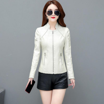 Jachetă din piele de primăvară 3XL pentru femei, nou 2023, haină din piele PU pentru femei, scurtă, subțire, de toamnă pentru motociclete, haine din piele pentru femei