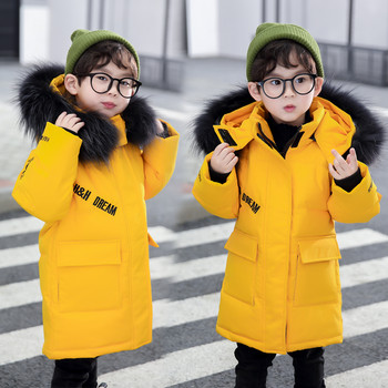 Детско зимно палто с качулка Дебело топло памучно яке с изкуствена кожа Дрехи за малки момчета Детска парка Снежен костюм XMP551