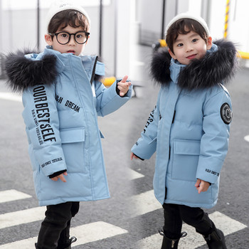Детско зимно палто с качулка Дебело топло памучно яке с изкуствена кожа Дрехи за малки момчета Детска парка Снежен костюм XMP551