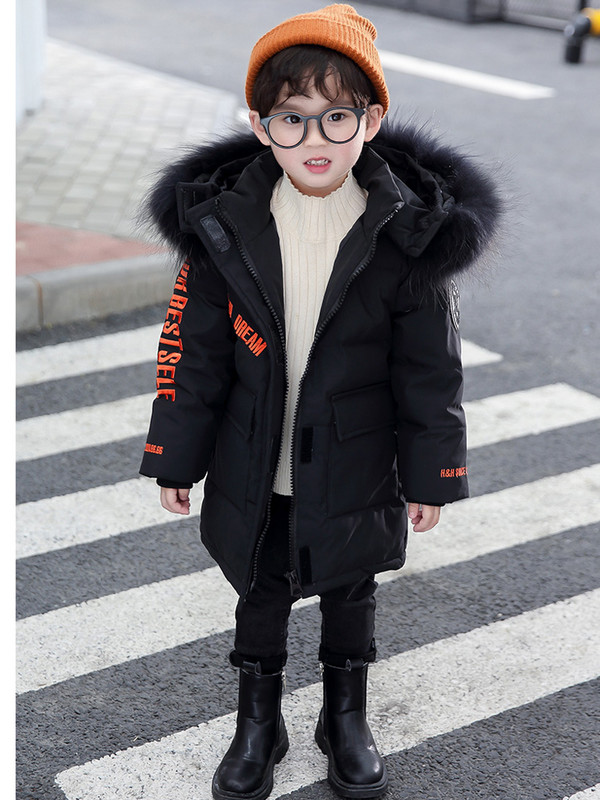 Jachetă de iarnă cu glugă pentru copii, blană artificială, jachetă groasă, caldă, din bumbac, haine pentru copii mici, băieți, parka pentru copii, costum de zăpadă XMP551