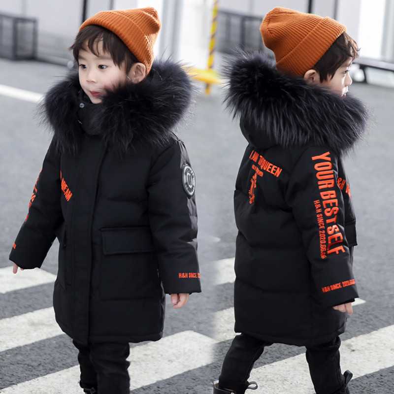 Jachetă de iarnă cu glugă pentru copii, blană artificială, jachetă groasă, caldă, din bumbac, haine pentru copii mici, băieți, parka pentru copii, costum de zăpadă XMP551