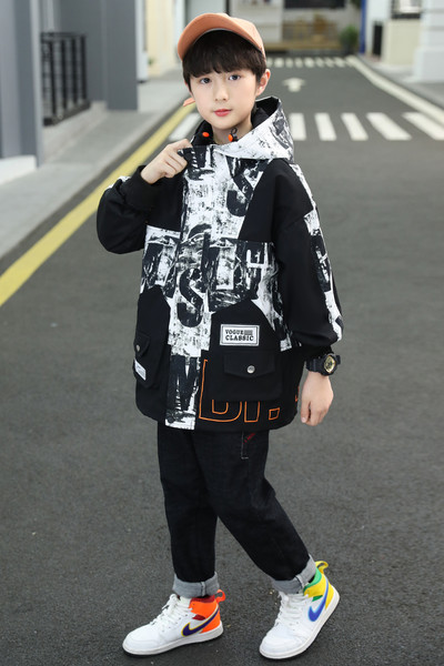 Jachetă de iarnă pentru băiat, cu glugă, din catifea, pentru copii, ocazional, din bumbac, căptușită, parka pentru copii XMP513