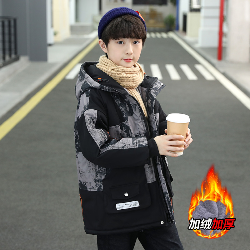 Jachetă de iarnă pentru băiat, cu glugă, din catifea, pentru copii, ocazional, din bumbac, căptușită, parka pentru copii XMP513