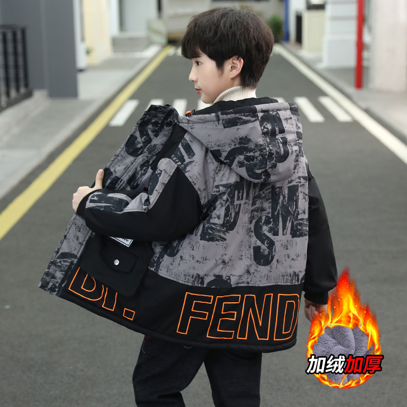 Jachetă de iarnă pentru băiat, cu glugă, din catifea, pentru copii, ocazional, din bumbac, căptușită, parka pentru copii XMP513