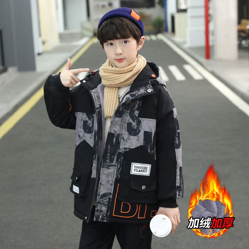 Jachetă de iarnă pentru băiat, cu glugă, din catifea, pentru copii, ocazional, din bumbac, căptușită, parka pentru copii XMP513