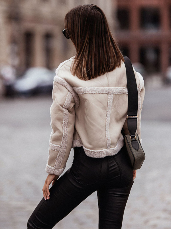 Női Őszi Téli Műszőrme Velúr dzseki Fekete Vastag Meleg Kabát Elegáns Rövid Kardigán Divat Felsőruházat Alkalmi utcai ruházat