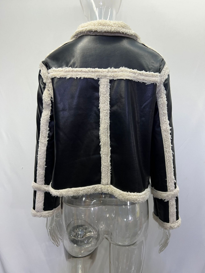 Női Őszi Téli Műszőrme Velúr dzseki Fekete Vastag Meleg Kabát Elegáns Rövid Kardigán Divat Felsőruházat Alkalmi utcai ruházat