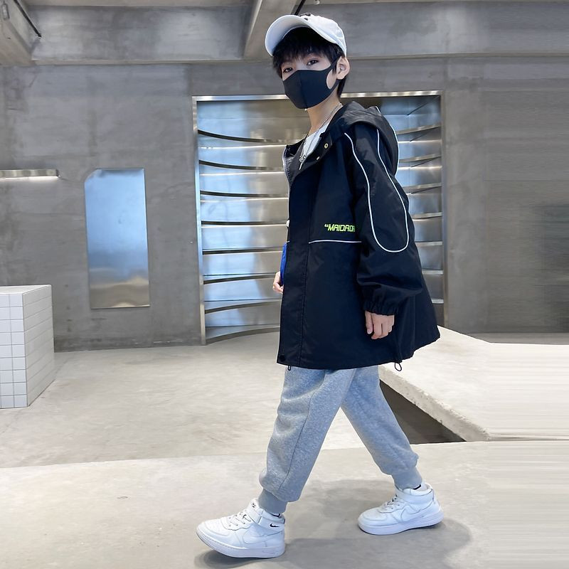 Paltoane pentru băieți, primăvară, toamnă, cool 2023, parka pentru copii la modă, jachete cu fermoar, imprimare în spate, mâneci întregi, îmbrăcăminte de vânt.