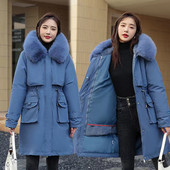 Jachetă de iarnă Parka pentru femei - Mantoane lungi de 30 de grade pentru femei 2023 Nou guler de blană cu glugă Se îngroașă Parka caldă detașabilă
