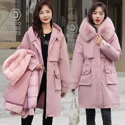 Jachetă de iarnă Parka pentru femei - Mantoane lungi de 30 de grade pentru femei 2023 Nou guler de blană cu glugă Se îngroașă Parka caldă detașabilă