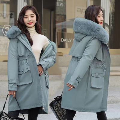 Jachetă de iarnă Parka pentru femei - Mantoane lungi de 30 de grade pentru femei 2023 Nou guler de blană cu glugă Se îngroașă Parka caldă detașabilă