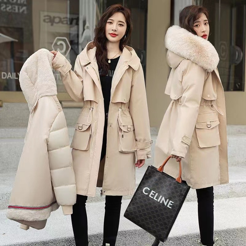 Jachetă de iarnă Parka pentru femei - Mantoane lungi de 30 de grade pentru femei 2023 Nou guler de blană cu glugă Se îngroașă Parka caldă detașabilă