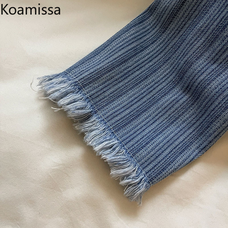 Jachetă de blugi vintage pentru femei Komissa, primăvară, toamnă 2022, în dungi, la modă, pentru damă, șic