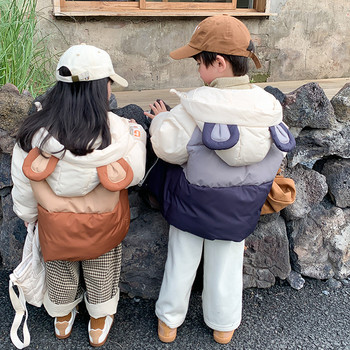2023 Зимно яке Детски дрехи за момчета Детско пухено памучно палто за момичета Модно топло връхно облекло с цветни блокове 1-6 години XMP275