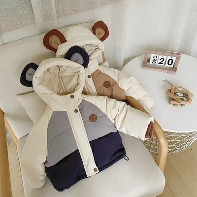 Jachetă de iarnă 2023, haine pentru băieți, haine pentru copii, din bumbac, pentru fete, la modă, îmbrăcăminte caldă, bloc de culoare, 1-6 ani XMP275