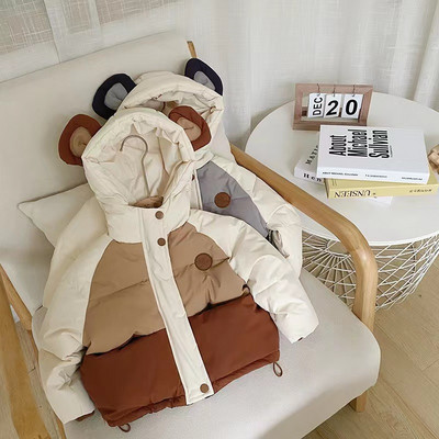 Jachetă de iarnă 2023, haine pentru băieți, haine pentru copii, din bumbac, pentru fete, la modă, îmbrăcăminte caldă, bloc de culoare, 1-6 ani XMP275