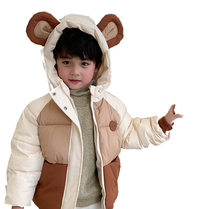 Jachetă de iarnă 2023, haine pentru băieți, haine pentru copii, din bumbac, pentru fete, la modă, îmbrăcăminte caldă, bloc de culoare, 1-6 ani XMP275