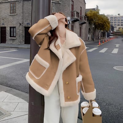 Őszi téli női kabát vastag és meleg dzsekik Új koreai divat, alkalmi irodai női felöltő Elegáns Kawaii felsőruházat női