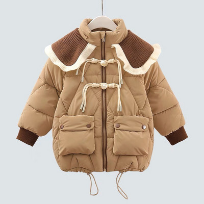 Îmbrăcăminte pentru fete cu revere mari Jachetă caldă de puf pentru copii, iarnă 2023, pentru adolescenți, paltoane groase, parkas din bumbac, cu glugă, îmbrăcăminte exterioară pentru copii XMP330