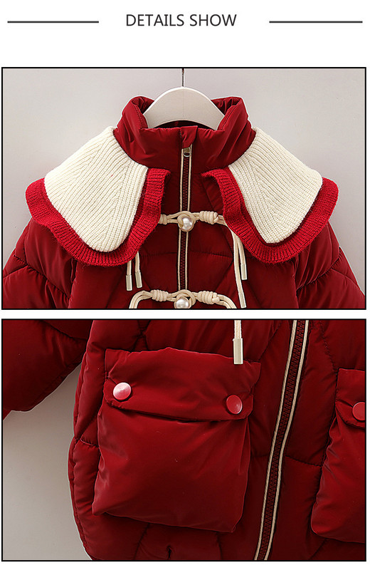 Îmbrăcăminte pentru fete cu revere mari Jachetă caldă de puf pentru copii, iarnă 2023, pentru adolescenți, paltoane groase, parkas din bumbac, cu glugă, îmbrăcăminte exterioară pentru copii XMP330