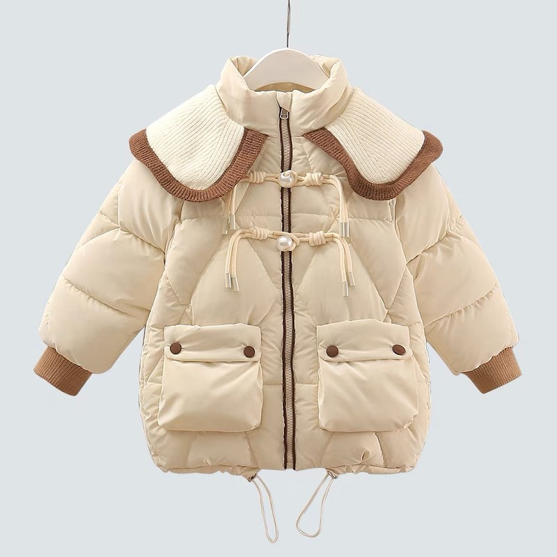 Îmbrăcăminte pentru fete cu revere mari Jachetă caldă de puf pentru copii, iarnă 2023, pentru adolescenți, paltoane groase, parkas din bumbac, cu glugă, îmbrăcăminte exterioară pentru copii XMP330