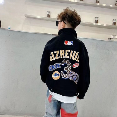 Pusaudžu 2023. gada jauns kovboju pavasara rudens bērnu mētelis īsa stila meitenēm džinsa jaka Modes zēnu apģērbs 3 4 5 6 7 8 9 10 11 Jā