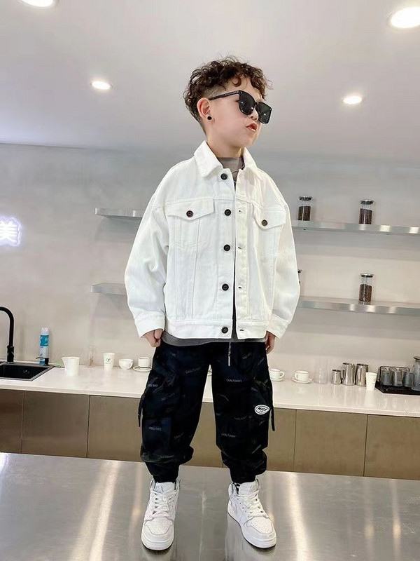 Pusaudžu 2023. gada jauns kovboju pavasara rudens bērnu mētelis īsa stila meitenēm džinsa jaka Modes zēnu apģērbs 3 4 5 6 7 8 9 10 11 Jā