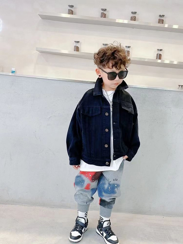 Pusaudžu 2023. gada jauns kovboju pavasara rudens bērnu mētelis īsa stila meitenēm džinsa jaka Modes zēnu apģērbs 3 4 5 6 7 8 9 10 11 Jā