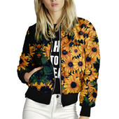 Toamnă, primăvară, jachete cu imprimeuri florale pentru femei, cu fermoar, îmbrăcăminte bomber, mâneci lungi, scurte, subțiri, ocazionale, cu buzunar, haine motociclist