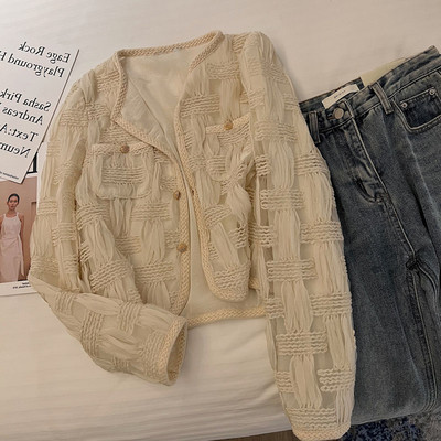 Mazs, smaržīgs īss mēteļu tops sievietēm 2023. gada korejiešu pavasara relaksētai un daudzpusīgai franču jaciņai bez brīvām sievietēm