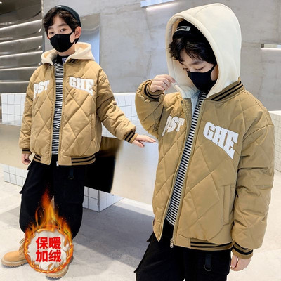 2023. gada jauna bērnu Parkas ziemas jaka zēniem Rudens samta mētelis bērniem, masīvs ar kapuci, zīdaiņu augšējais burts ikdienas virsdrēbes XMP418