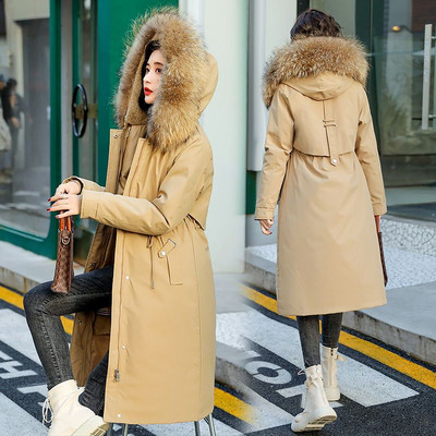 2023, noua haină din bumbac pentru femei, jachetă de iarnă pentru femei, parka îngroșată de pluș, guler mărit, îmbrăcăminte de îmbrăcăminte, pardesiu subțire și lung