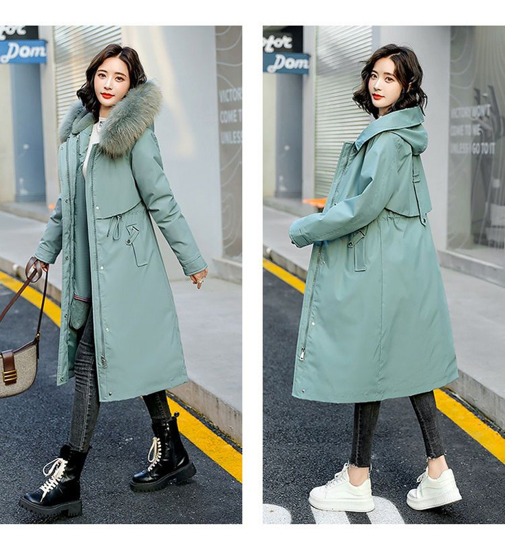 2023, noua haină din bumbac pentru femei, jachetă de iarnă pentru femei, parka îngroșată de pluș, guler mărit, îmbrăcăminte de îmbrăcăminte, pardesiu subțire și lung