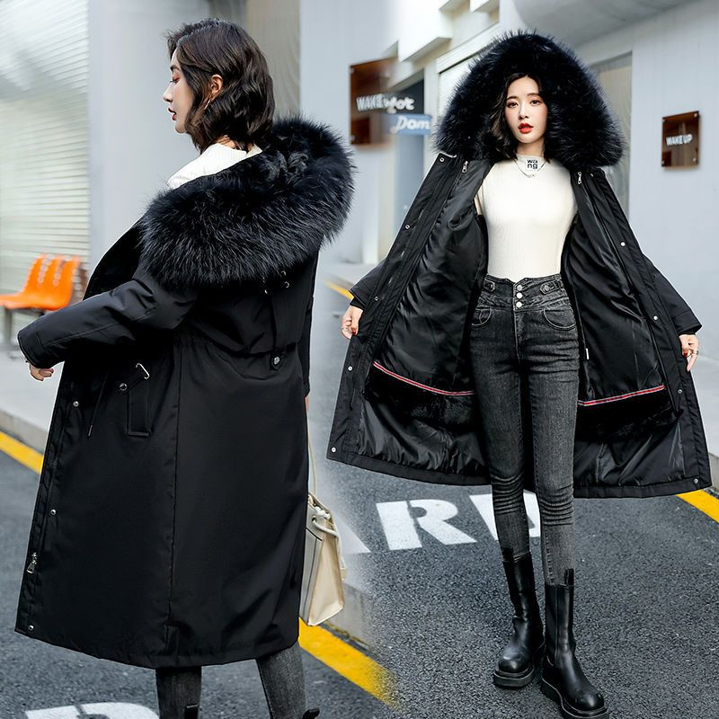 2023, noua haină din bumbac pentru femei, jachetă de iarnă pentru femei, parka îngroșată de pluș, guler mărit, îmbrăcăminte de îmbrăcăminte, pardesiu subțire și lung