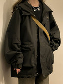 Y2K Femei Techwaer Coreeană Streetwear Jachetă cu glugă Fermoar Windbreaker Hanorac Oversize Outwear Trenciuri Topuri Alt Haine