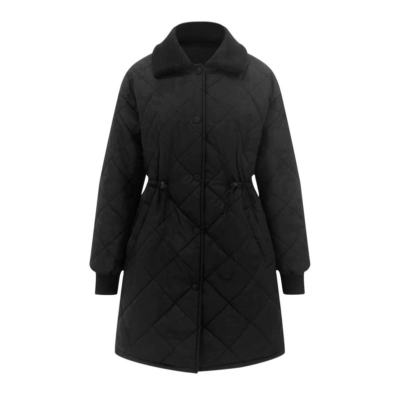 Jachetă ușoară în carouri, pentru femei, cu mânecă lungă, cu rever, parka cu puf, ocazională jachetă din bumbac cu un singur nasture.