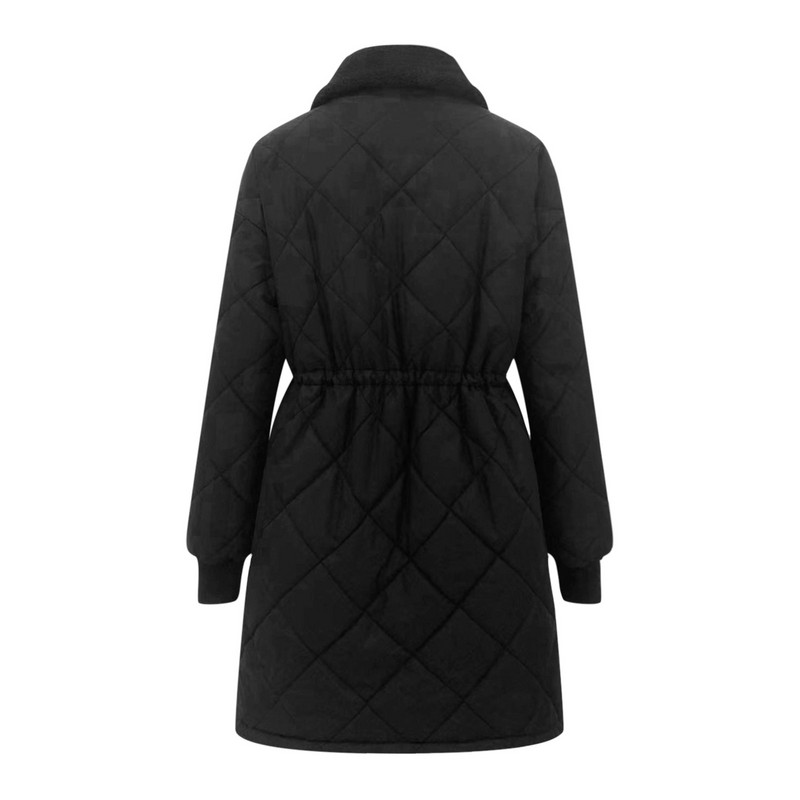 Jachetă ușoară în carouri, pentru femei, cu mânecă lungă, cu rever, parka cu puf, ocazională jachetă din bumbac cu un singur nasture.