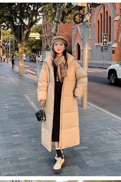 Jachetă de iarnă pentru femei, căptușită lungă, parka de culoare uni, haine, guler, jachetă din bumbac, haină căptușită, haină caldă.