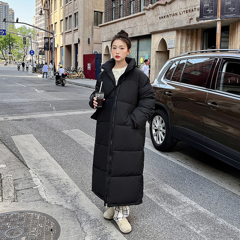Jachetă de iarnă pentru femei, căptușită lungă, parka de culoare uni, haine, guler, jachetă din bumbac, haină căptușită, haină caldă.