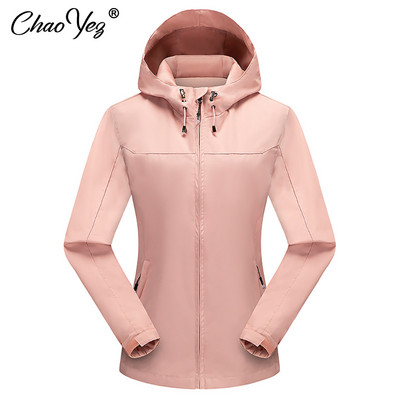 Jachetă de primăvară toamnă pentru femei, solidă, rezistentă la apă, rezistentă la vânt, ocazional, la modă, de culoare bomboană, în aer liber, haină de ploaie pentru femei, cu glugă, 6XL