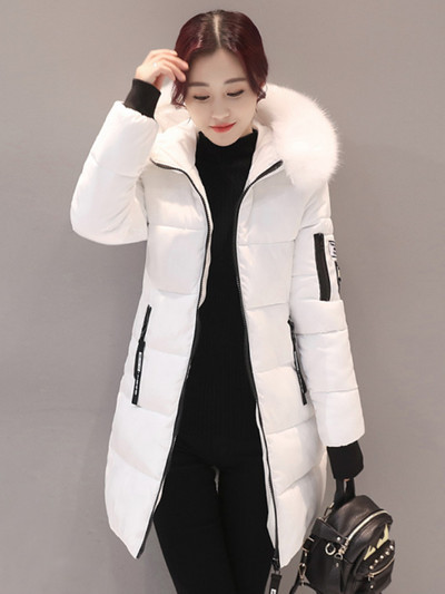 Jachetă nouă de iarnă pentru femei Parka lungă Îmbrăcăminte coreeană cu glugă guler de blană Jachete supradimensionate subțire, caldă, groasă, haină lungă pentru femei