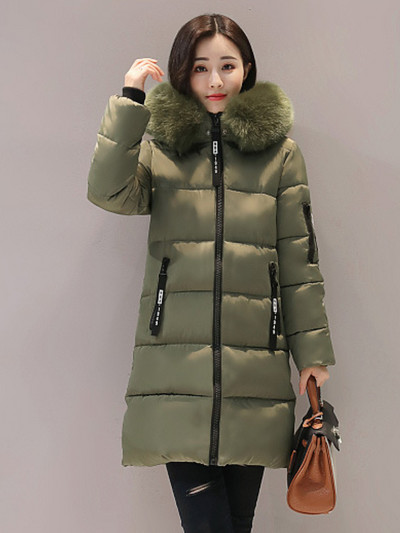 Jachetă nouă de iarnă pentru femei Parka lungă Îmbrăcăminte coreeană cu glugă guler de blană Jachete supradimensionate subțire, caldă, groasă, haină lungă pentru femei
